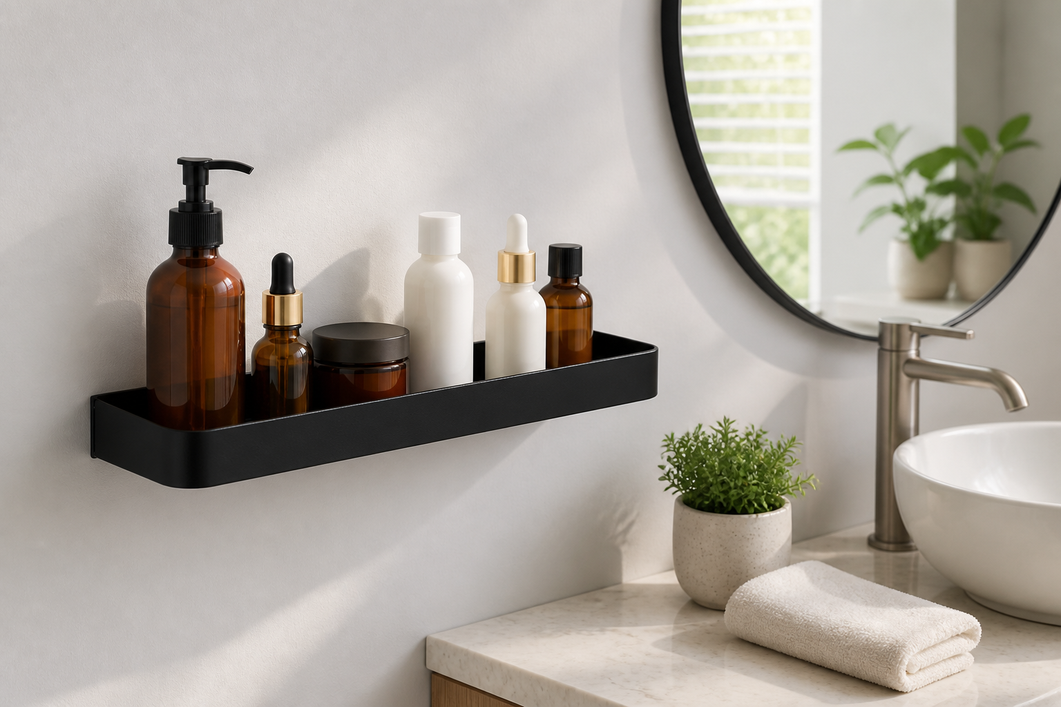 No-drill bathroom storage for renters