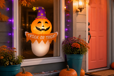SpellGlow Pumpkin Ghost Window Inflatable
