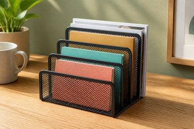 SortRise 4-Slot Mesh File Organizer