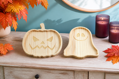CarveGlow Wooden Halloween Catchall Tray