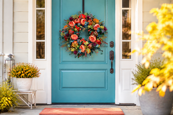 HarvestBloom Peony & Pumpkin Wreath — 12 Inch