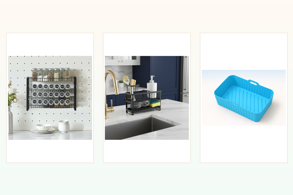 The Kitchen Reset bundle with a Blue CrispNest air-fryer liner