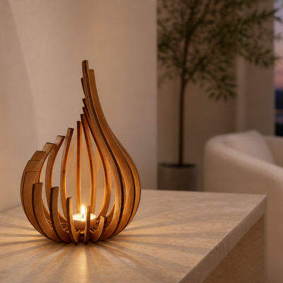 LotusGlow Wooden Tealight Holder