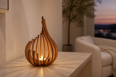 LotusGlow Wooden Tealight Holder