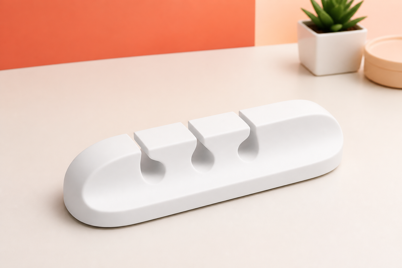White CordCove cable organizer with exactly three slots