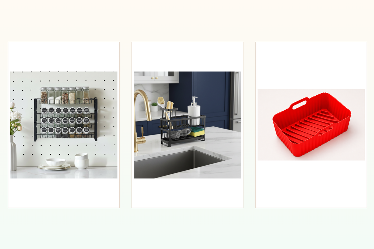 The Kitchen Reset bundle with a Red CrispNest air-fryer liner