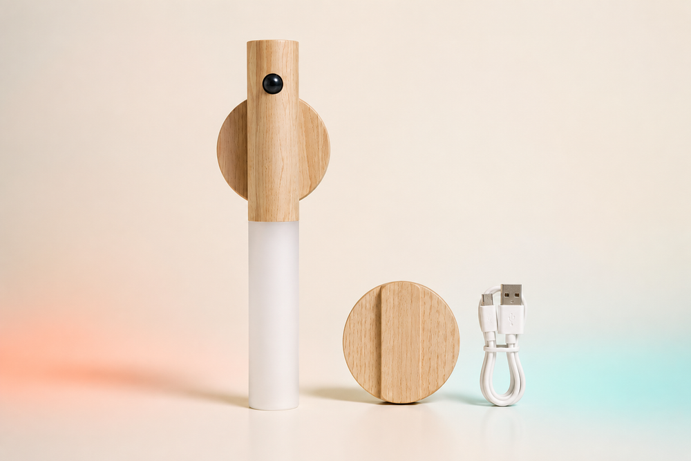 GlowSense Ash single light with magnetic base and USB cable
