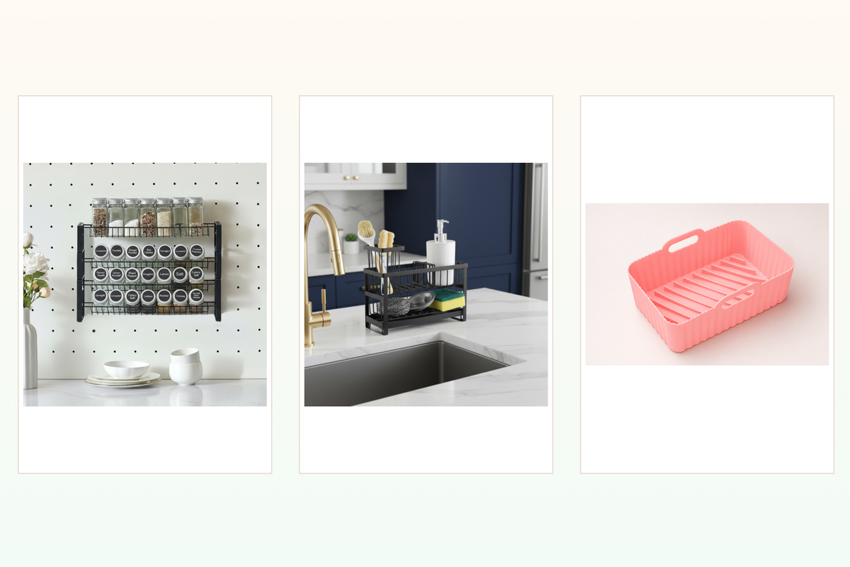The Kitchen Reset bundle with a Pink CrispNest air-fryer liner
