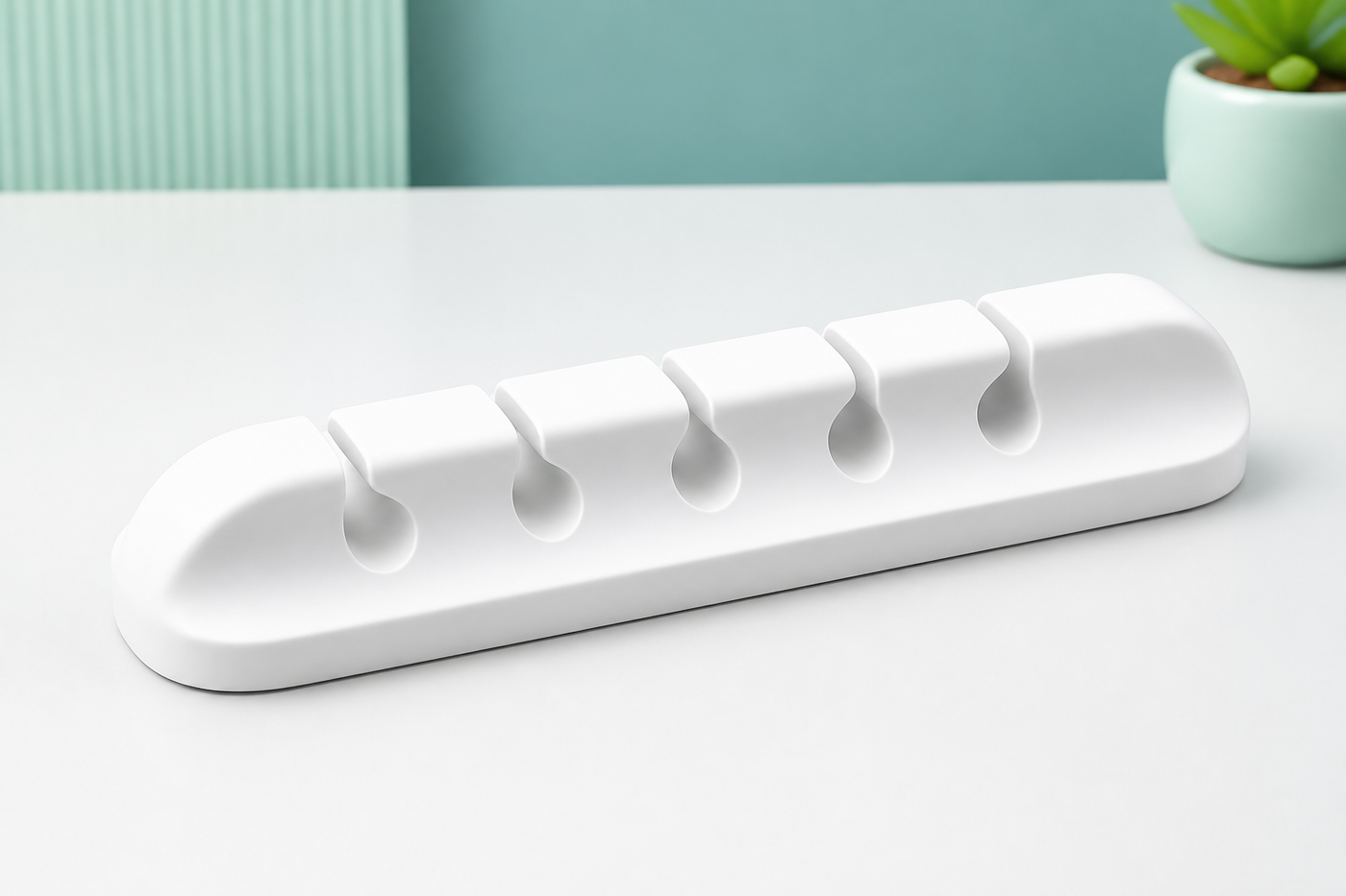 White CordCove cable organizer with exactly five slots