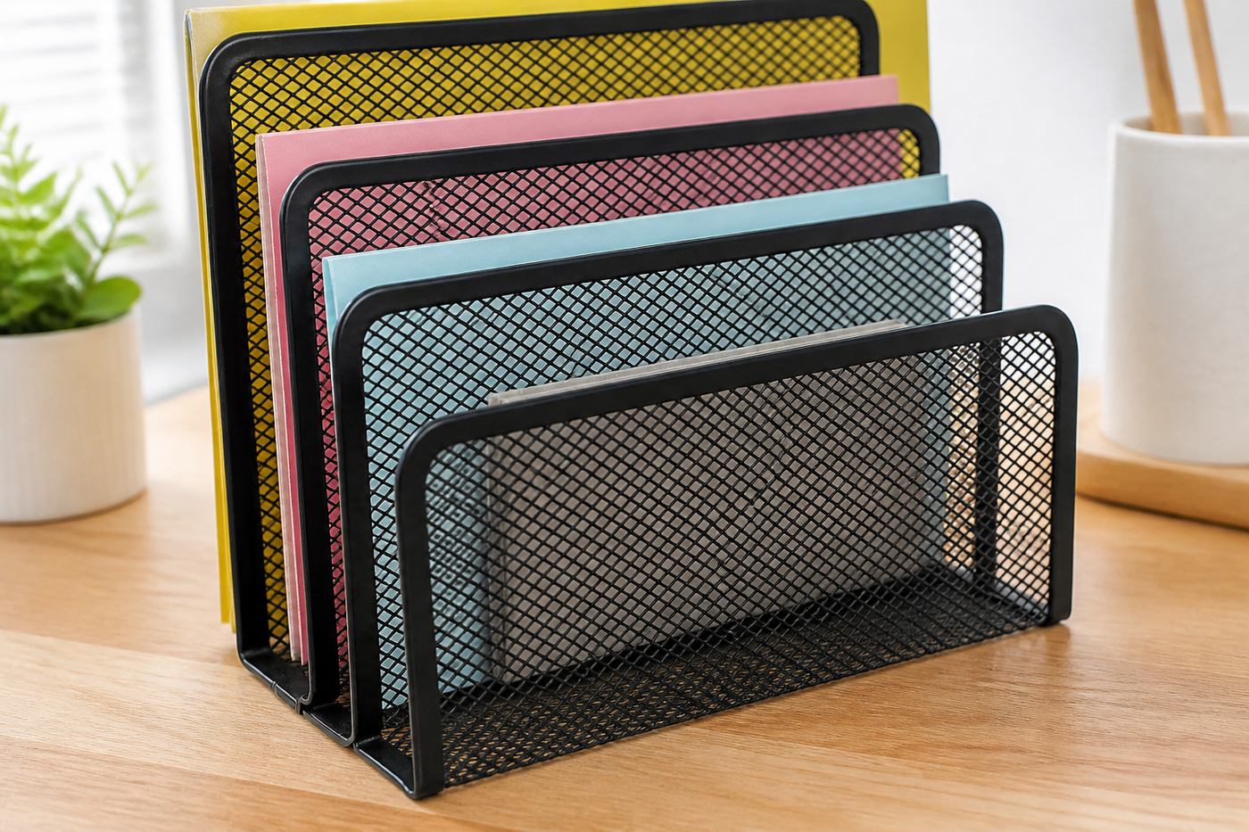 SortRise black mesh file organizer detail with colorful folders