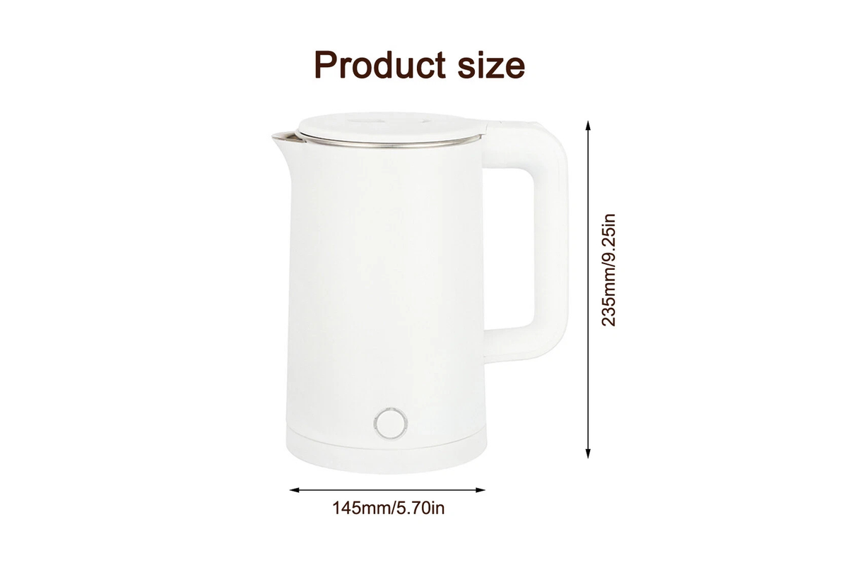 Aria kettle dimensions showing approximately 145 millimetres wide and 235 millimetres high