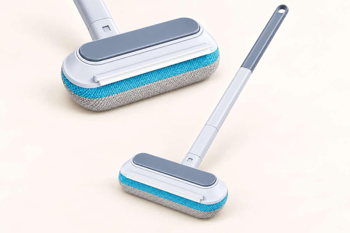 FurReach extendable pet hair brush and directional fabric head detail