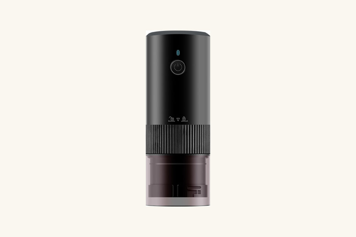 Exact Black BeanMill cordless coffee grinder with smoky grounds cup