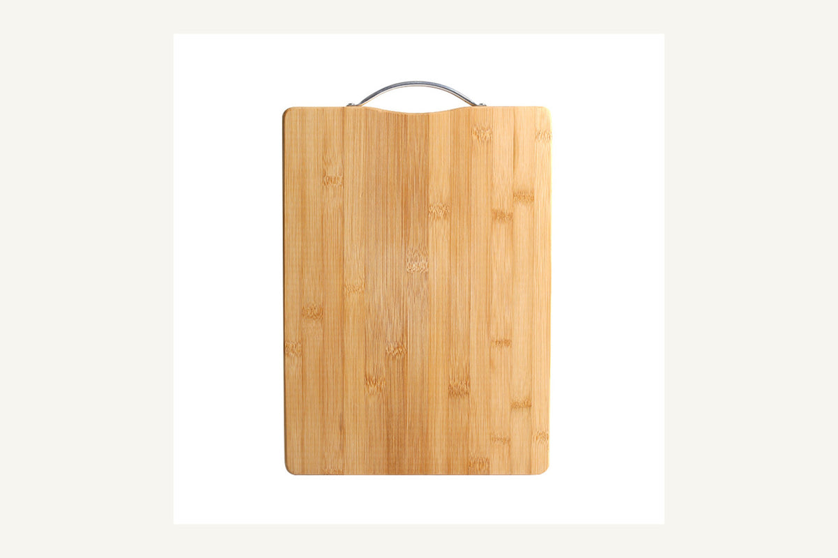 Grove 30 by 40 centimeter bamboo cutting board with centered metal hanging loop