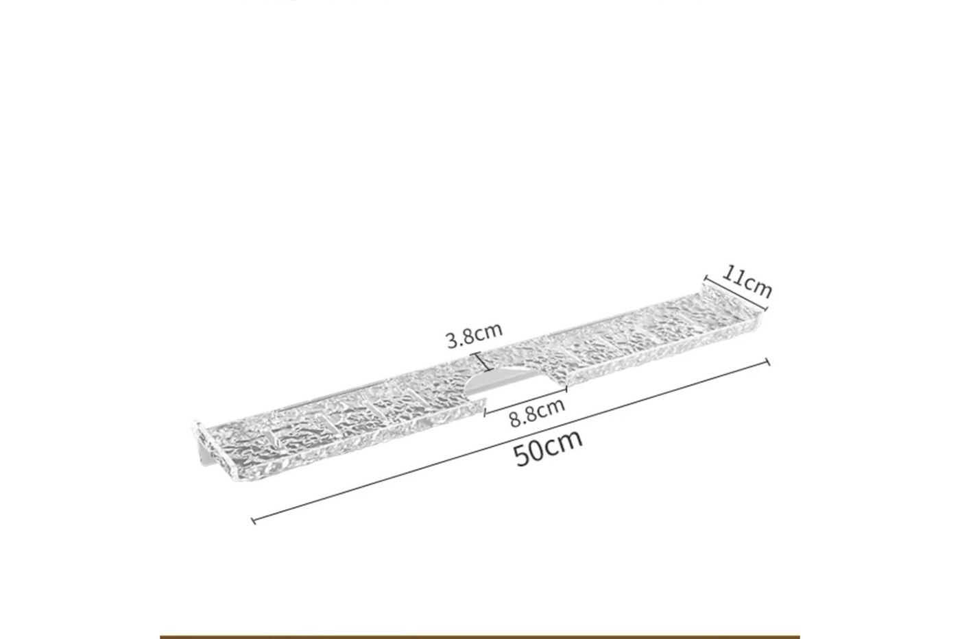 RippleClear Large shelf dimensions showing 50 centimetres long and 11 centimetres deep