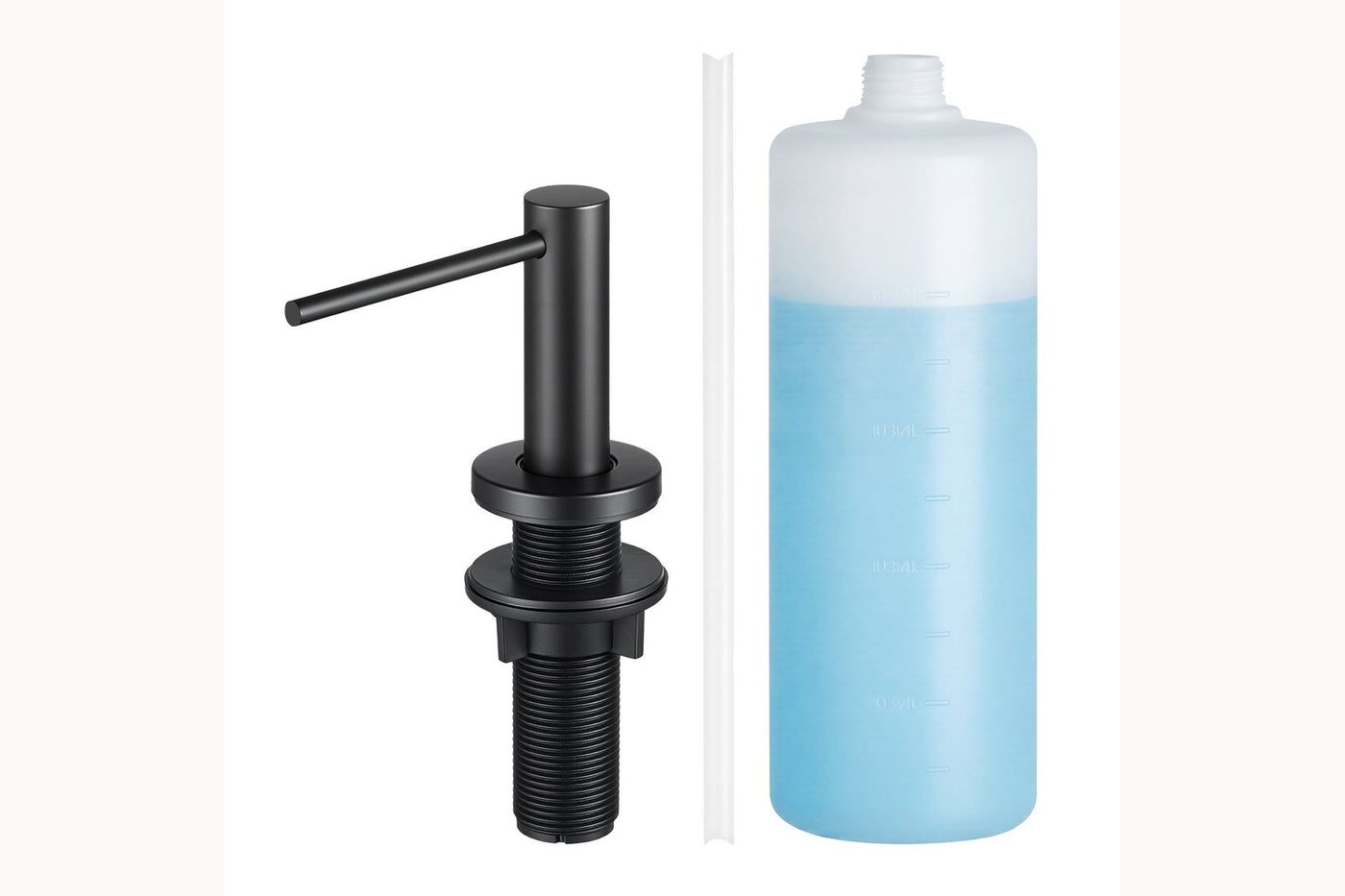 Font matte-black pump assembly with translucent 17 oz under-counter bottle