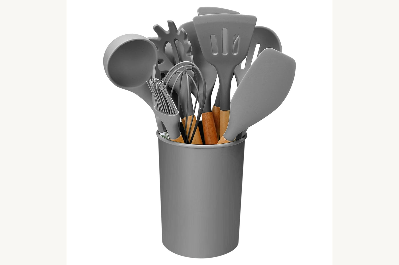 Exact Grey Hearth eleven-tool silicone utensil set with holder