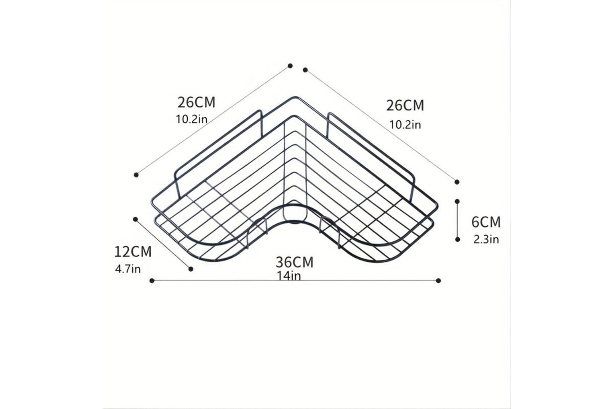 Nook corner shelf exact dimensions: 36 cm front span, 26 cm wall arms, 12 cm depth and 6 cm height