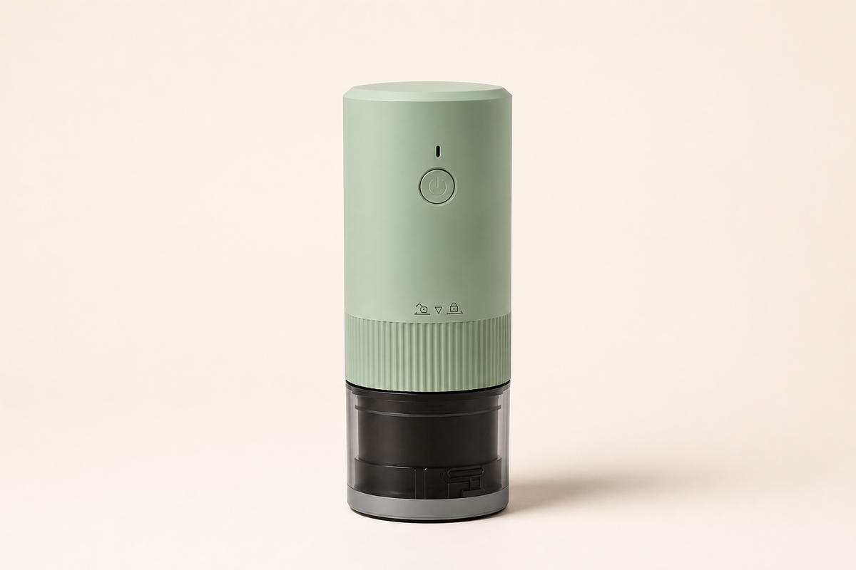 BeanMill cordless coffee grinder in Light Green