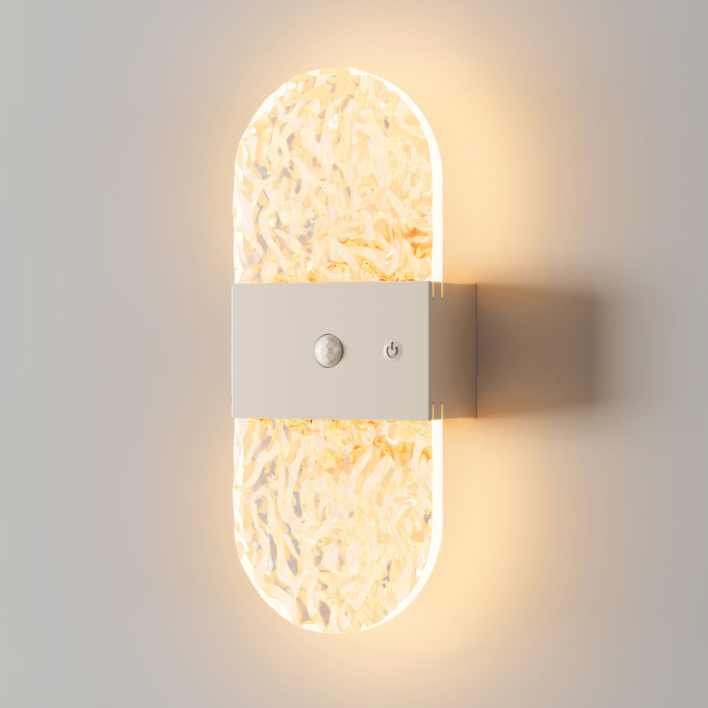 Facet wall light in White Oval, front view