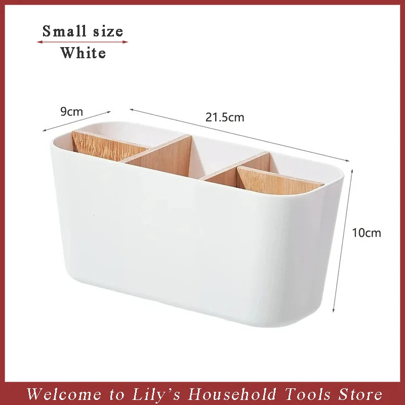 BrushNook Bamboo-Divider Countertop Organizer