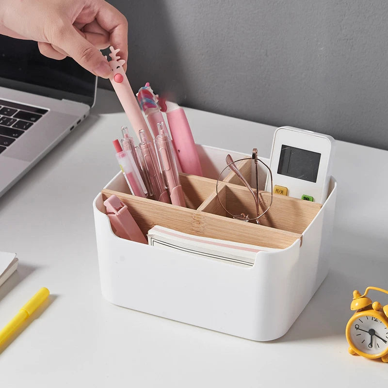 BrushNook Bamboo-Divider Countertop Organizer