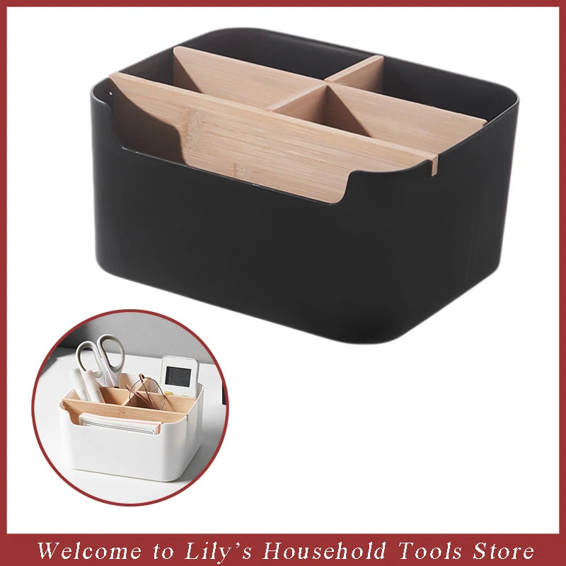 BrushNook Bamboo-Divider Countertop Organizer