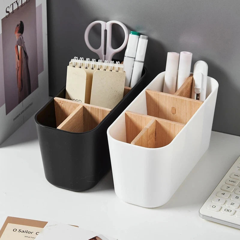 BrushNook Bamboo-Divider Countertop Organizer