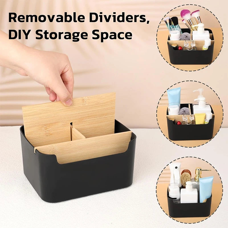 BrushNook Bamboo-Divider Countertop Organizer