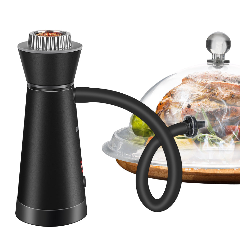 Plume smoke infuser over food