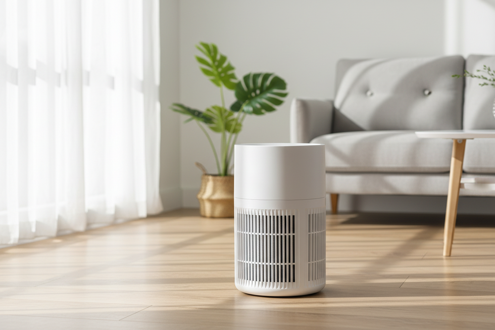 AeroPure HEPA air purifier in a living room