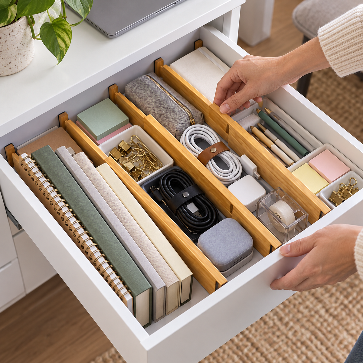 BambooGrid expandable drawer dividers in realistic household use