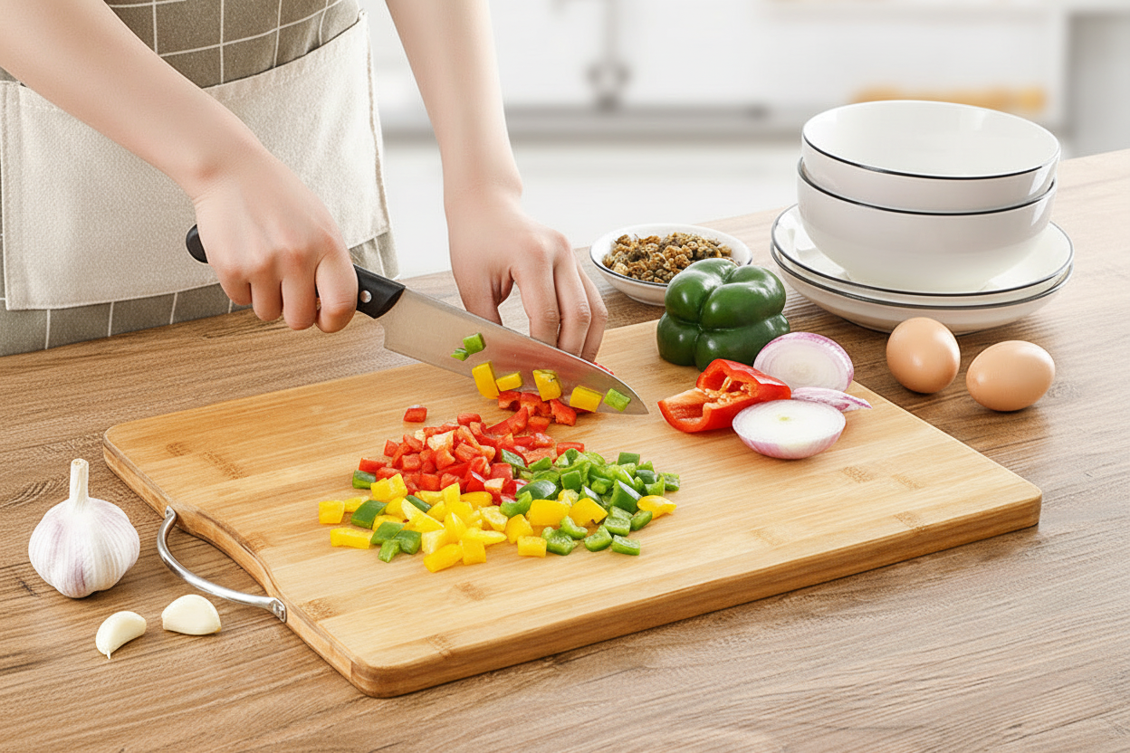 Bell pepper dicing overhead