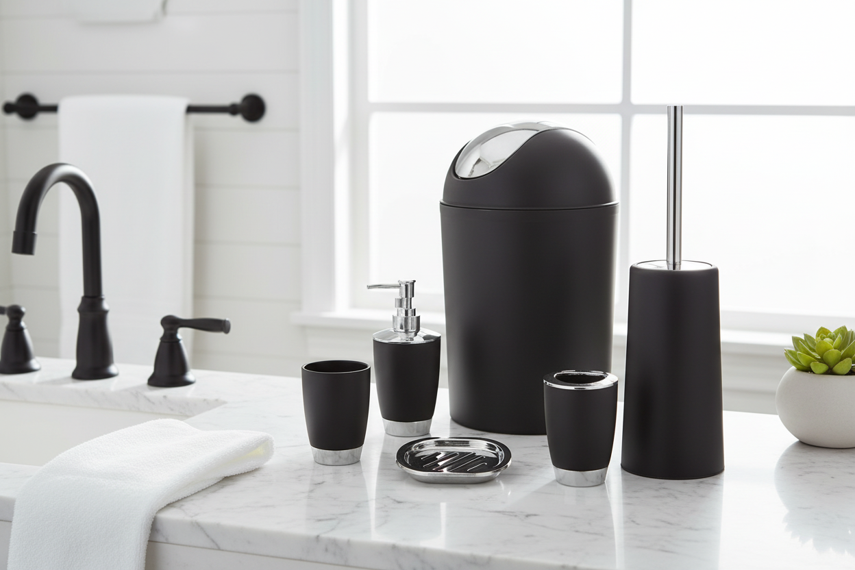 Black Bathroom Set Lifestyle