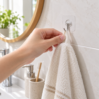 ClearHold Transparent Adhesive Hooks — 12 Pack
