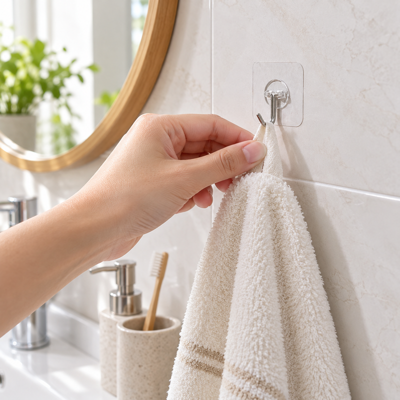 ClearHold Transparent Adhesive Hooks — 12 Pack