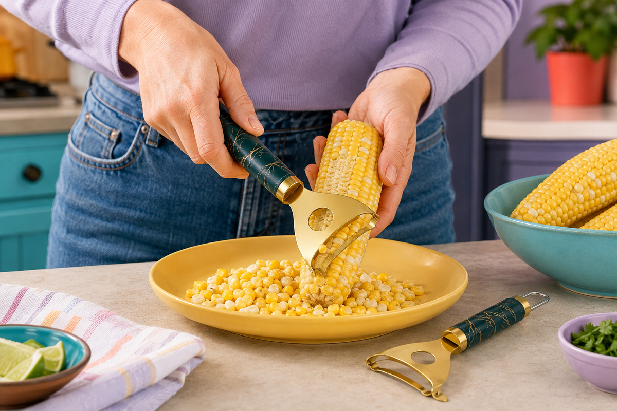 Preparing corn kernels for a meal with CobGlide