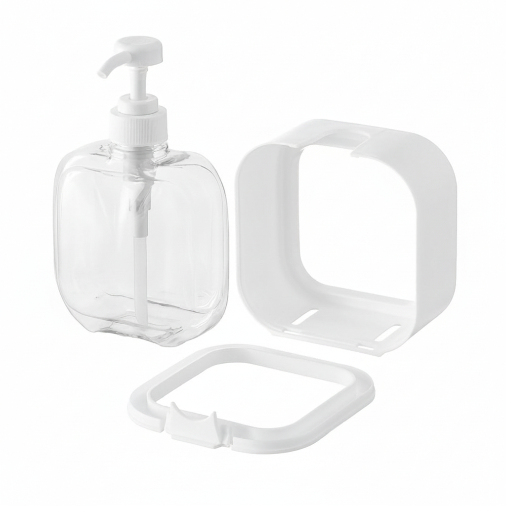 Disassembled soap dispenser parts