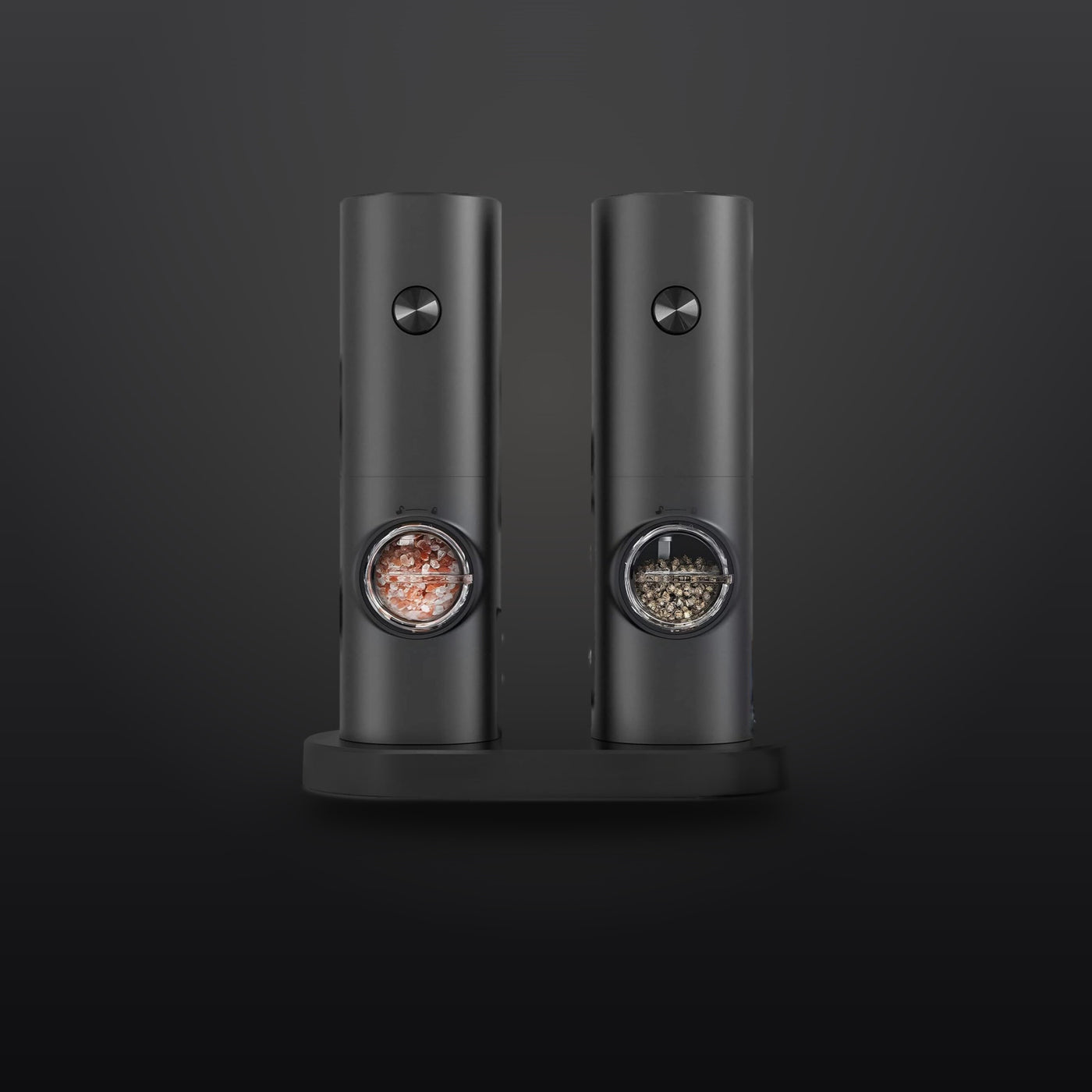 DuoMill grinders — dark studio hero