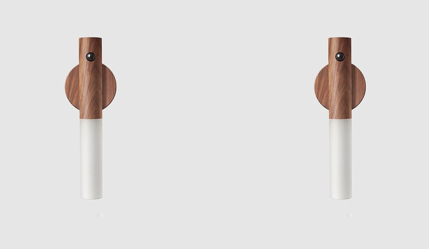 Two GlowSense motion sensor lights in walnut — 2-pack