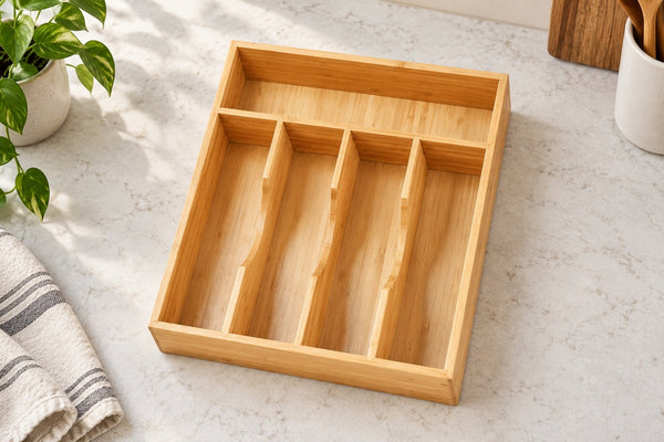 GrainNest — Bamboo Cutlery Organizer