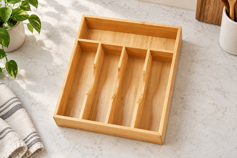GrainNest — Bamboo Cutlery Organizer
