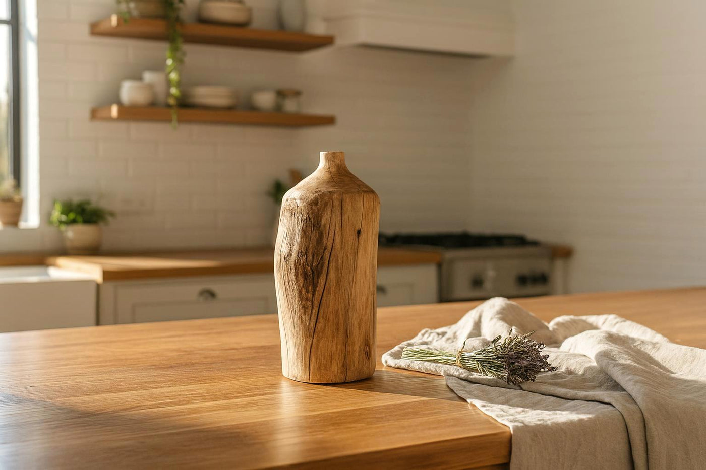 Zunlo enhanced product photograph - Kinari Wood Vase