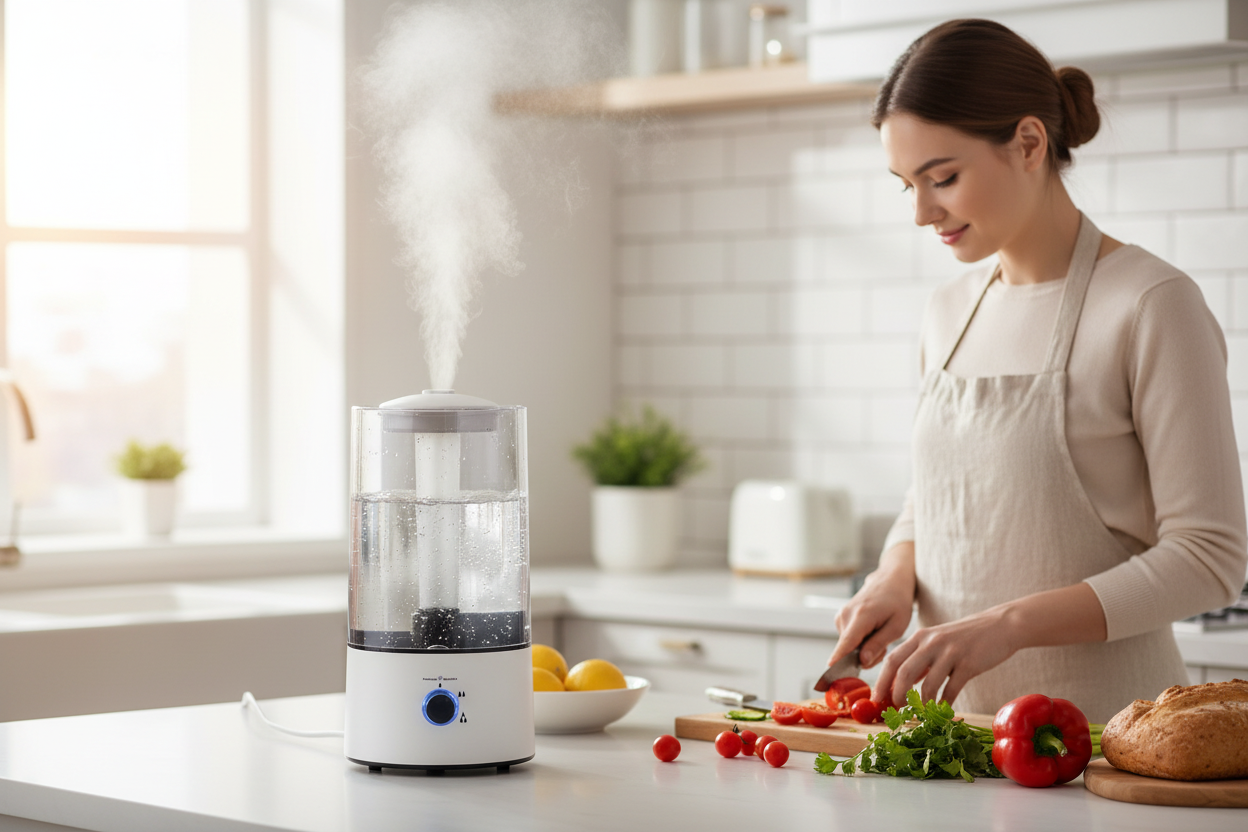 HushMist humidifier on a kitchen counter