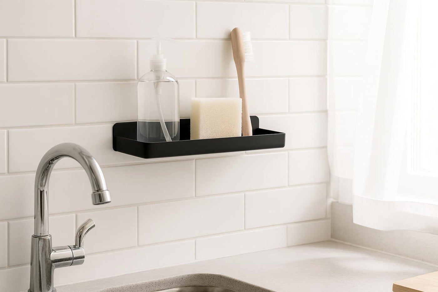 Zunlo enhanced product photograph - Ledge No-Drill Bathroom Shelf