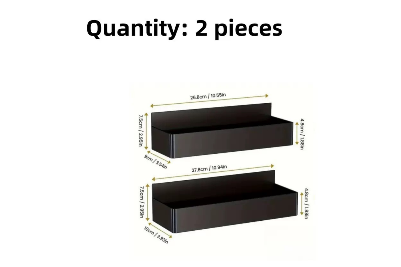 MagnaTier two-piece magnetic shelf dimensions for the small and large trays