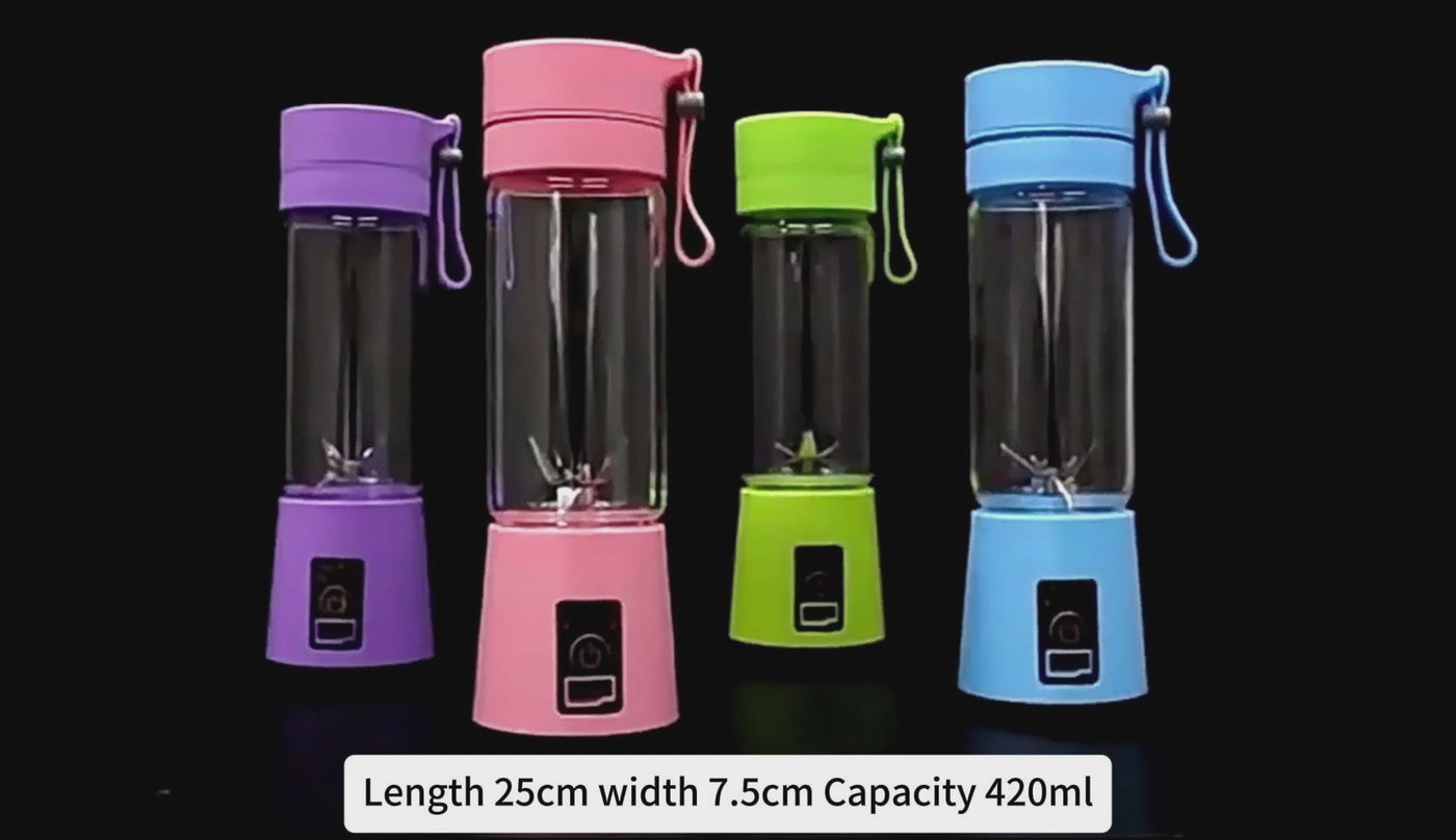 Whirl portable blender demonstration with the four colors, blending, and carry-lid operation