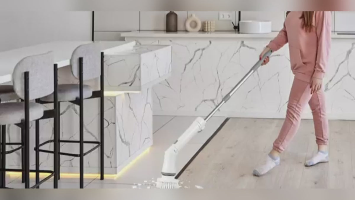 CleanReach electric spin scrubber assembly, brush heads and cleaning demonstration