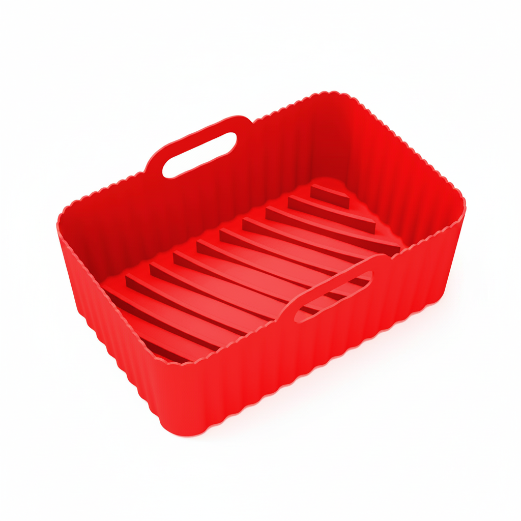 Red silicone air fryer liner - clean product shot