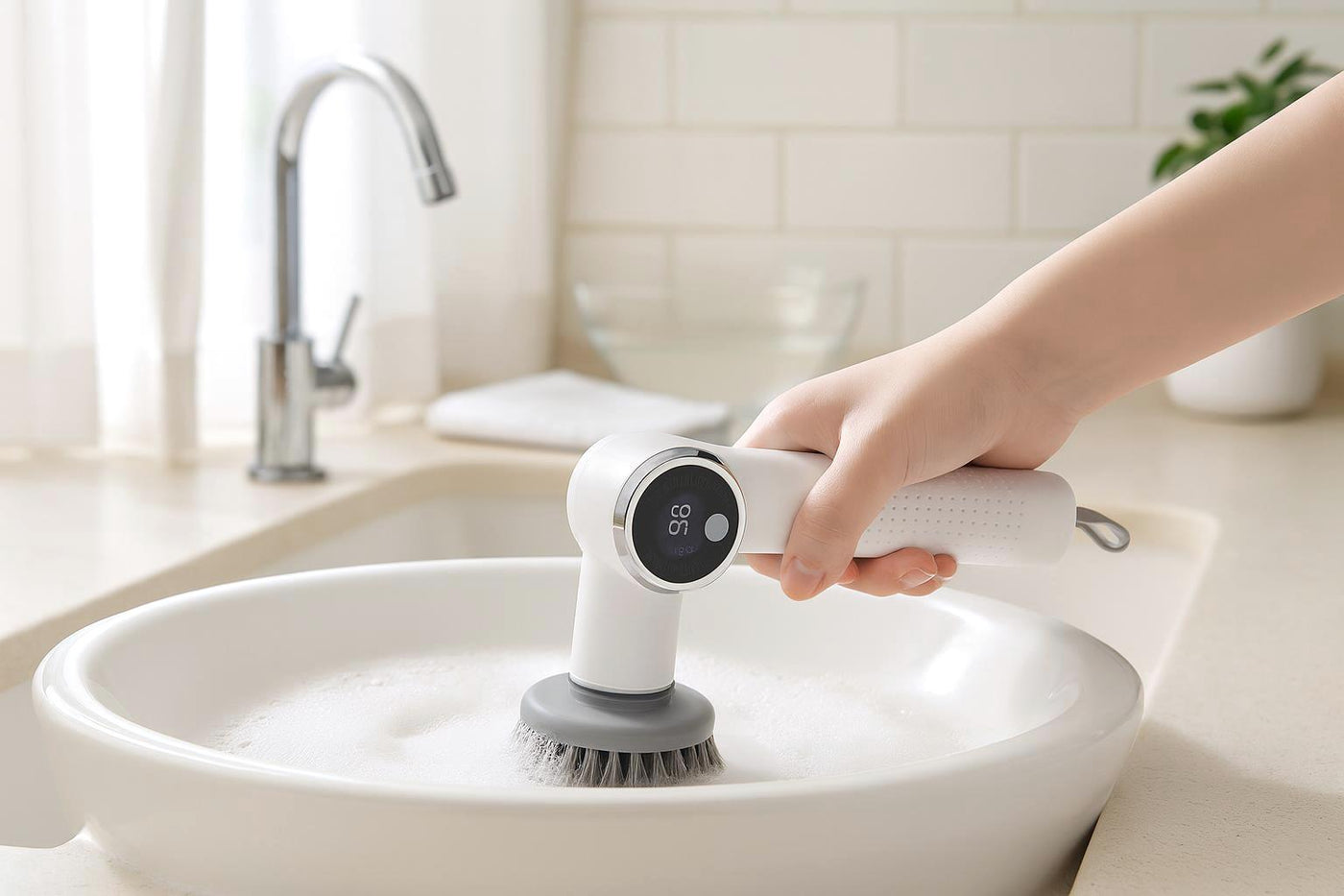 Zunlo enhanced product photograph - ScrubMate Smart Electric Cleaning Brush